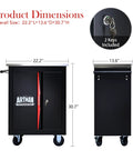 Rolling Tool Cart With Double Doors Lockable Partition And Stainless Steel Top For Garage Workshop And Warehouse Storage