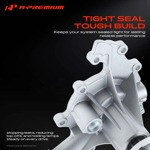 Heavy Duty Engine Water Pump With Gasket And Seal Built Tough For E150 E250 F150 Truck And Econoline Van 4.2L V6 close-up view of aluminum housing.