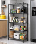 Heavy Duty Steel Wire Shelving Unit Black Metal Storage Rack Built Tough For Garage Warehouse Kitchen Pantry Office Laundry Room Multi Tier Stress Free Setup Game Changer with food storage.