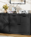 Rustic Farmhouse File Cabinet With Sliding Barn Door For Home Office Storage Heavy Duty Filing Stand with black finish.