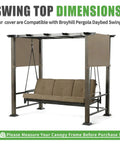 Replacement Canopy Top For Pergola Daybed Swing Khaki Color That Fits Broyhill Pergola Daybed Swing Model 10133-19-10018A Big Lots And More Durable Outdoor Shade Cover Easy Install shown uninstalled alongside pergola frame.