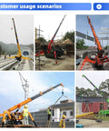 Compact Crawler Crane With Hydraulic Telescopic Boom For Narrow Access Construction and Industrial Installation shown in various job sites.