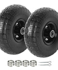 Built Tough Flat Free Tires And Wheels 10 Inch 4.10X3.50-4 Pair with sealed bearing hubs and hardware for garden carts.