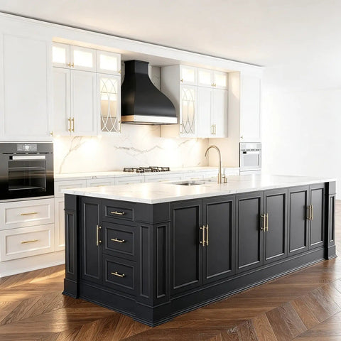 Gold Cabinet Pulls 5 Inch 30 Pack Heavy Duty Rust Resistant Drawer Handles Zinc Alloy Hardware on black and white kitchen cabinets