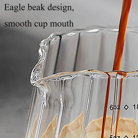 Double Scale Glass Measuring Cup With Wooden Handle For Coffee And Espresso, Milk Frother, V-Shaped Glass Cup, Borosilicate Heat Resistant