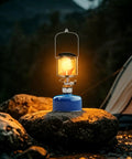 Compact Outdoor Camping Gas Lantern With Lantern Cover Durable Copper And Stainless Steel Body Fits Threaded Flat Gas Tanks outdoors at campsite
