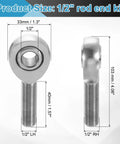 Built Tough One Half Inch Rod End Kit showing 1/2" rod end dimensions and chrome steel joints for steering links.