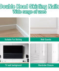 Double Head Skirting Nails for versatile uses like wall guards and wardrobe closure, in a practical image format.