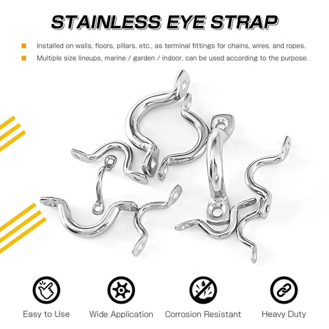 Stainless Steel 316 Deck Loops Tie Down Anchors For Boats And Kayaks Five Millimeter One Fifth Inch Marine Top Eye Straps Pad