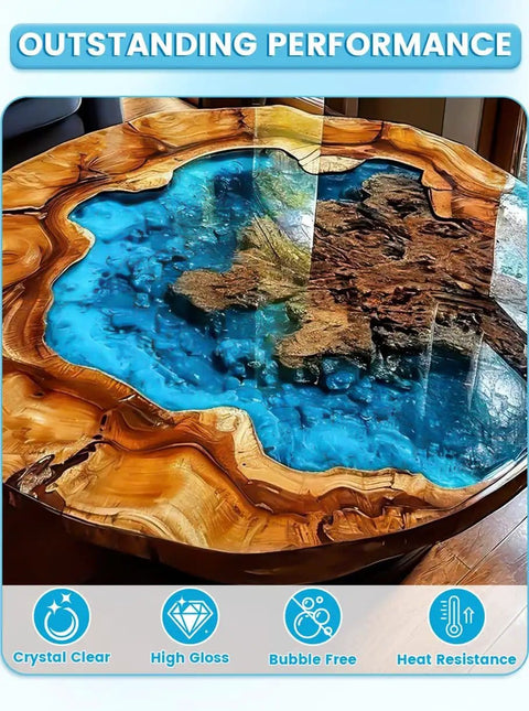 Epoxy Resin 1 Gallon Kit Crystal Clear Self Leveling Bubble Free Anti Yellowing Easy Mix 1 to 1 for art casting wood molds.
