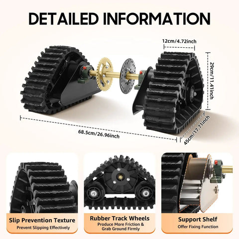 Heavy Duty Rear Axle Track Kit For Quad Go Karts And Snow Machines 600mm 23 Inch Snow Sand Track Assembly In A Metal Black Finish