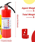 Professional Grade ABC Dry Chemical Fire Extinguisher With Wall Mount 2A 10B C Rating, 5 lb agent, 42cm tall.