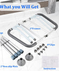 Heavy Duty Toilet Safety Rails For Seniors And Elderly Sturdy Aluminum Bathroom Handle Frame With Built Like A Tank Durability And Zero Sag Up To 300 Lb Weight Limit And Reliable Daily Support assembly components including frames, legs, clips, non-slip mats