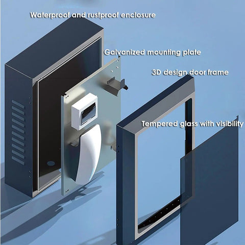 Heavy Duty Ev Charger Protection Box Wall Mount Storage Locker Featuring Integrated Cable Management with a galvanized mounting plate.