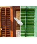 Slick White Shutter Repair Pins 30 Piece For Plantation Shutters Badass Louver Replacement Hardware shown with green and brown shutters.