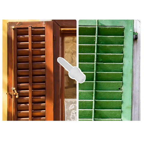Slick White Shutter Repair Pins 30 Piece For Plantation Shutters Badass Louver Replacement Hardware shown with green and brown shutters.