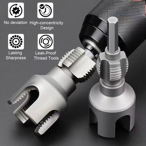 Two Piece Internal And External Pipe Thread Cutting Tool for Plastic PVC Pipes One Half Inch to Three Quarter Inch fits electric drill