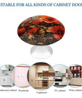 Two Pack Stainless Steel Cabinet Knobs With Bold Red Floral Prints Tough As Nails Drawer Pulls Super Solid Feel Easy Setup To Absolutely Transform Your Kitchen Or Closet Space, showing a floral knob suitable for different cabinet types.