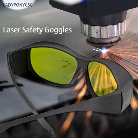 Kickass OD6 Plus Laser Safety Glasses With Rugged Black Frames And Sharp Green Tint Lenses providing legit eye protection against laser rays.