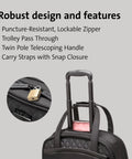 Hardcore Protection 15.6 Laptop Rolling Bag Multi Directional Spinner Wheels Water Resistant Executive Business Travel Case Wheeled Tote Roll Easy Black showing puncture-resistant zipper and telescoping handle.