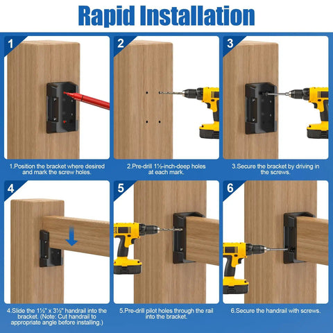 Step-by-step guide for installing 30 Pack Deck Railing Brackets Connectors For 2x4 Wood Posts Angled Railing Kit With Screws.