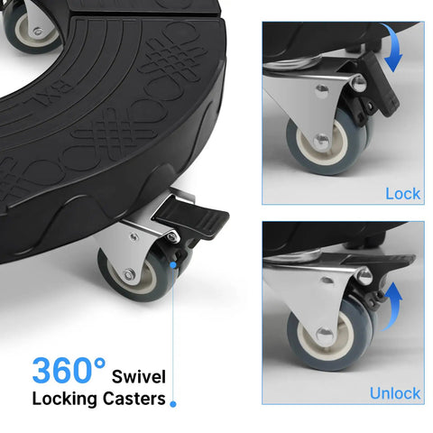 Close-up of Heavy Duty Round Furniture Dolly With Adjustable 15 To 19 Inch Base showing 360° swivel locking casters for stability.