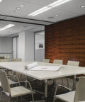 Dope Ceiling Motion Sensor With 360 Degree Coverage For Commercial Spaces PDT Dual Technology PIR And Microphonics Occupancy Sensor installed in modern conference room