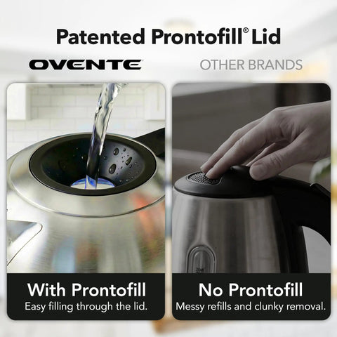 Comparison of Digital Glass Electric Kettle With Temperature Control, 1.8L Cordless Tea Kettle's Prontofill lid with other brand