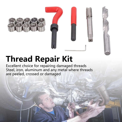 M14x1.5 Thread Repair Kit With Stainless Steel Inserts HSS Drill And Tap For Auto Engine Block Repair 15 Piece Tool Set