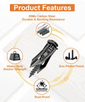 Heavy Duty Self Drilling Drywall Anchors With Screws For Hanging Shelves Mirrors Picture Frames Artwork Clocks Tough As Nails Wall Mount Kit Supports Up To 66 Pounds showing features like 65Mn carbon steel and rust-proof finish.