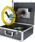Rugged 10 Inch Monitor Pipe Inspection Camera With Industrial Endoscope And IP68 Waterproof Sewer Borescope Delivering 1000 TVL Clarity Plus 6W LEDs in a case.