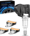 Plug And Play Pre Programmed TPMS Tire Pressure Sensor Kit For Toyota Prius Corolla Camry RAV4 4Runner Tacoma Tundra Lexus IS ES GX HS Scion 315MHz Fitment Set Of Four, shown with box and sensors