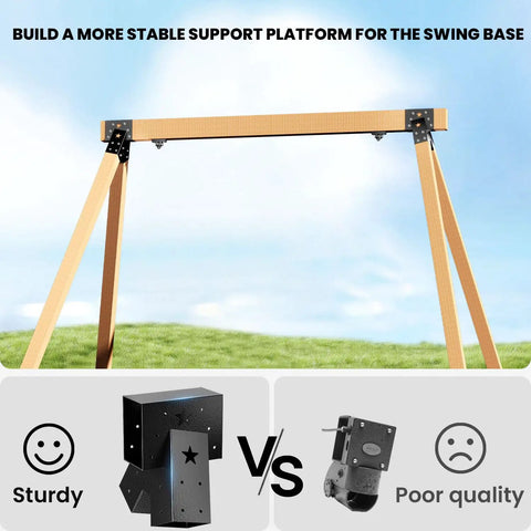 Heavy Duty Swing Set Brackets Kit With 2 A Frame Brackets And 2 Swing Hangers For Wooden Playsets DIY Backyard Playground Gear Mounting Parts And All Hardware For Easy Install