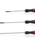 Straight Up Precision Electronics Screwdriver Set That Delivers Six Premium S2 Steel Tool Bits With Reliable Swivel Magnetic Heads For Fast Phillips Slotted Fixes And Everyday Handyman Jobs, three slotted screwdrivers with black grips.