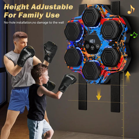 Smart Bluetooth Boxing Trainer With Gloves, Wall Mounted Punching Machine For Kids And Grownups, LED Display Boxing Target