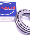 High Grade Spherical Roller Bearing 22209 EXQW33 C3 dimensions 45x85x23 mm alongside its blue NACHI packaging.