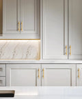 Heavy Duty Gold Cabinet Pulls And Drawer Handles Offering A Slick Upgrade For Kitchens And Baths Durable Stainless Steel And Zinc Alloy Base Plus Four Inch Center Spacing Anti Tarnish Coating Makes This Five Pack A Top Shelf Home Renovation Essential on modern kitchen cabinets.