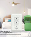 Universal Ceiling Fan Wall Control Switch With Receiver For Speed And Light, No Fuss In Wall Dimmer For Indoor Use, bedroom view