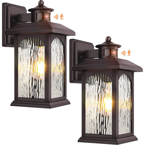 2 Pack Motion Sensor Outdoor Lights With Dusk To Dawn Sensor Oil Rubbed Bronze Waterproof Wall Sconces for house and garage