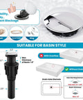 Vessel Sink Faucet With 360 Degree Swivel Spout Tall Single Handle Lavatory Mixer Tap For One Hole Install No Fuss Farmhouse Chrome Finish With Pop Up Drain And Matching Supply Hoses Easy Clean compatibility diagram