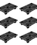 4 Pack Plastic Pallet With Perforated Ventilated Grid, Modular Stackable Tray, Beefy 2200 Lb Capacity Forkliftable For Garage And Workshop