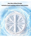 New Wave Wheel Design of No Strings Attached Cordless Portable Washing Machine, mimicking hand washing without deformation.