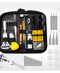 Badass Eight Piece Watch Repair Tool Kit Featuring Legit Link Pin Remover And Rock Hard Case Opener For Zero Hassle Strap Adjustments Plus Sharp Battery Swaps And Fresh Diy Wristwatch Fixes, compact tool kit with various watch tools.