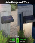 Solar Fence Lights 8 Pack Outdoor Waterproof Wall Lights With Two Color Modes 3000K Warm White And 6500K Daylight White charging