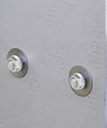Close-up of Heavy Duty Carriage Bolt Kit With Nuts And Washers installed on a metal surface, zinc-plated carbon steel bolts.