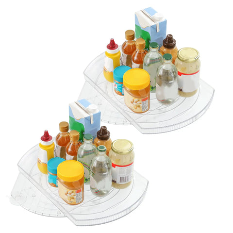 Rectangular Lazy Susan Organizer For Large Refrigerator With 360 Degree Turntable 16.54 Inch Rotation Shelf holding condiments