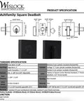 Specifications and features of Square Deadbolt Matte Black Single Cylinder Lock With Easy Installation Keyed On One Side And Inner Turn Lock