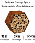 Hexagon Firewood Log Rack Built Tough With Honeycomb Design For Wood Storage Indoor Outdoor Use Durable Steel Pre Rust Finish Big Capacity