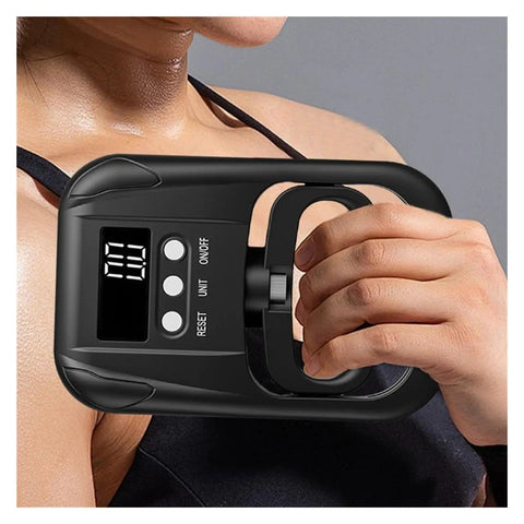 User holding Top Tier Digital Grip Force Gauge Tester Pushes And Pulses Up To 265 Pounds USB Powered Hand Dynamometer.