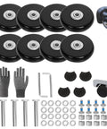 Replacement Luggage Wheel Set With Eight Rubber Swivel Caster Wheels 1.97 By 0.55 Inches Includes Four Wheel Cover Socks Axles And Repair Kit